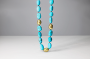 Todd Reed necklace in 18k yellow gold, black brilliant cut diamonds(~.84ct) and Kingman turquoise(~295ct)